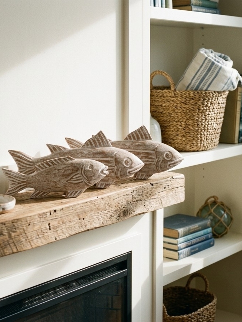 NEW Beachy Wooden Fish Trio Set of 3 Decor Coastal Fish Figurine
